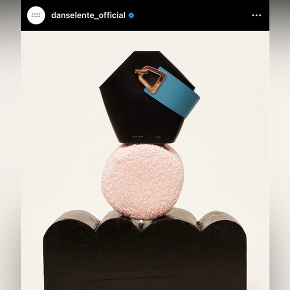 Danse Lente Black and Blue Patent Mini Johnny Bucket Bag - Picture 9 of 13